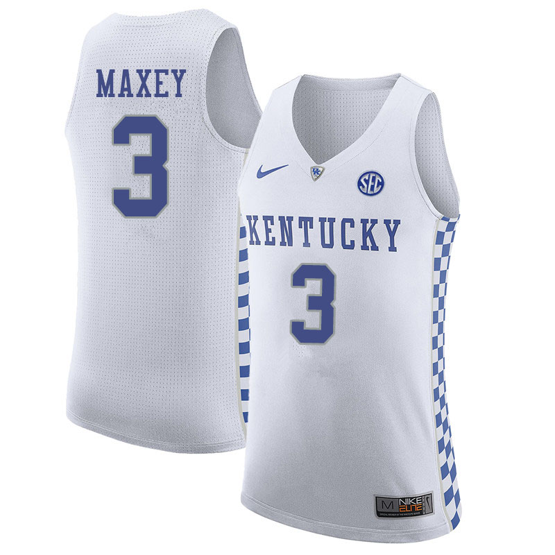 Men #3 Tyrese Maxey Kentucky Wildcats College Basketball Jerseys Sale-White